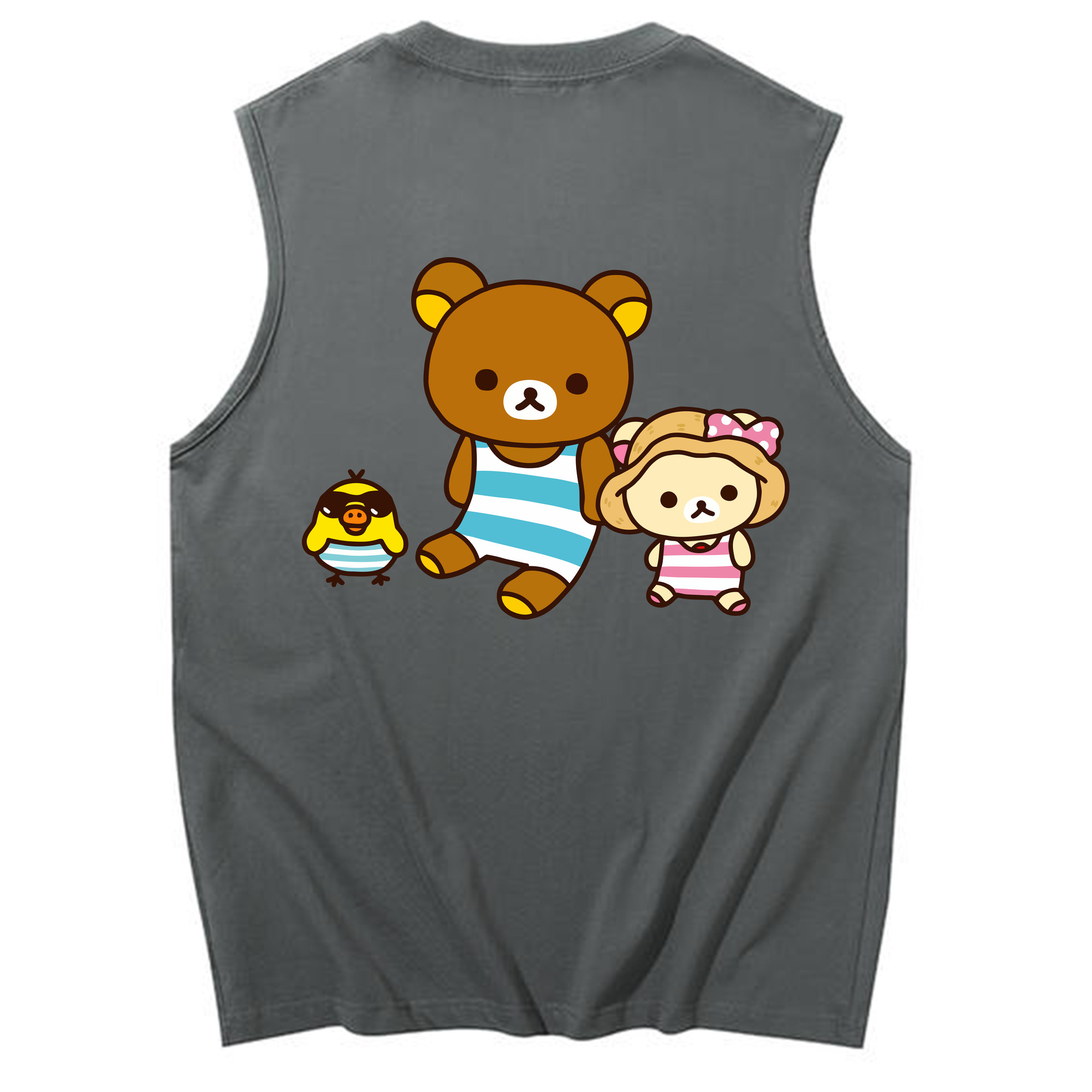 （画像用） リラックマ リラックマ キイロイトリ Rilakkuma Korilakkuma Kiiroitori コットン100％タンクトップ（背面プリント）